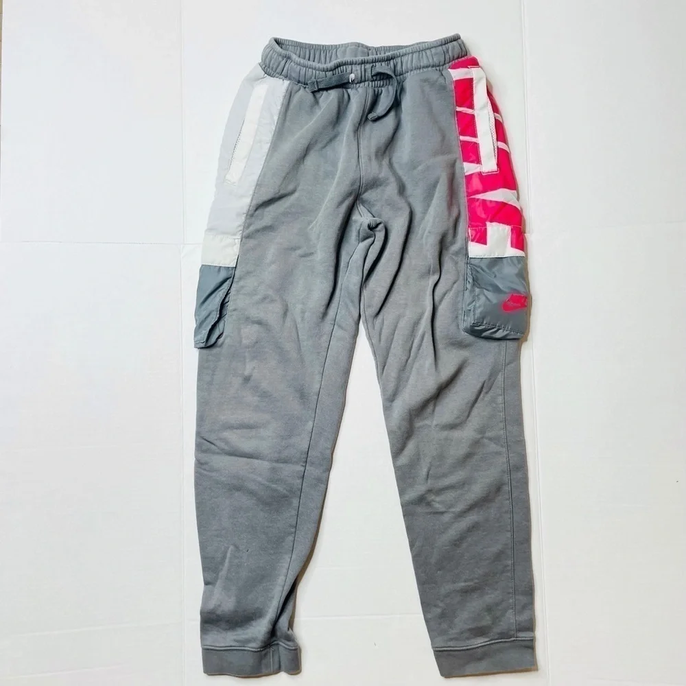 NIKE Youth Gray Fleece Cargo Sweatpant Joggers Size Large